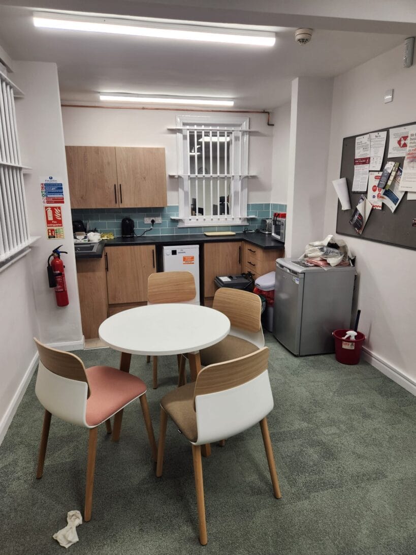 Commercial kitchenette and meeting area