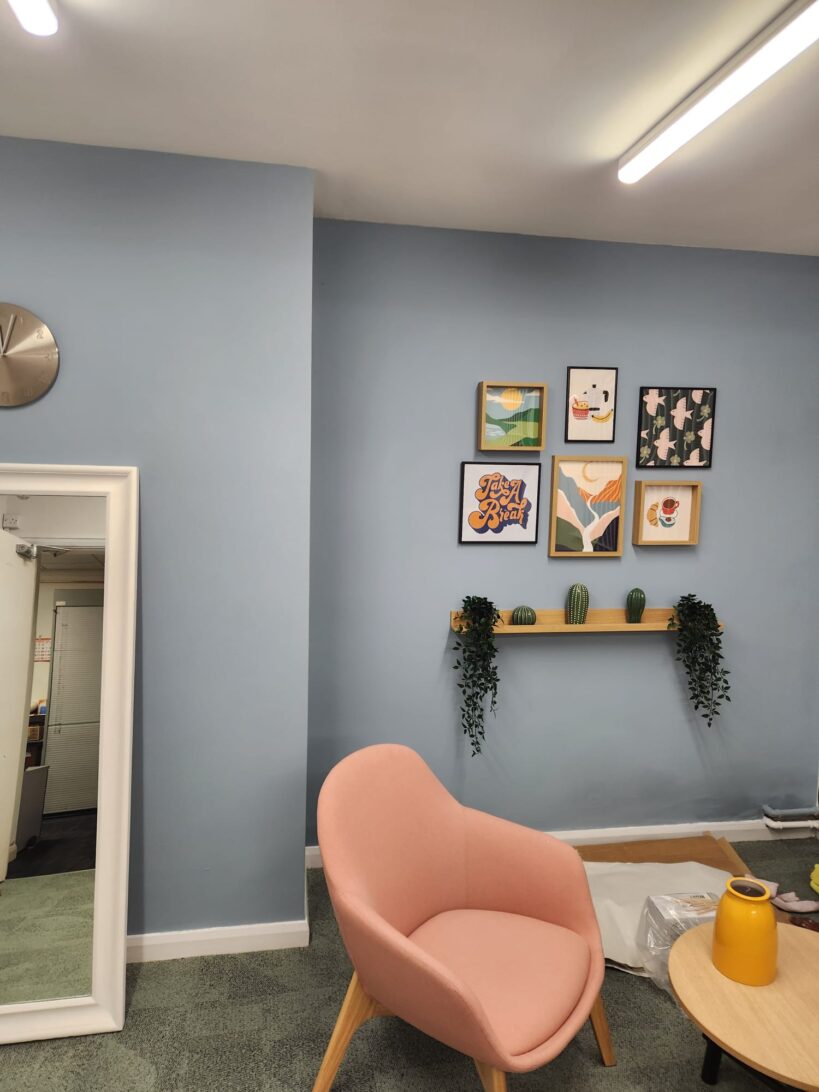 Commercial meeting room with feature colour wall
