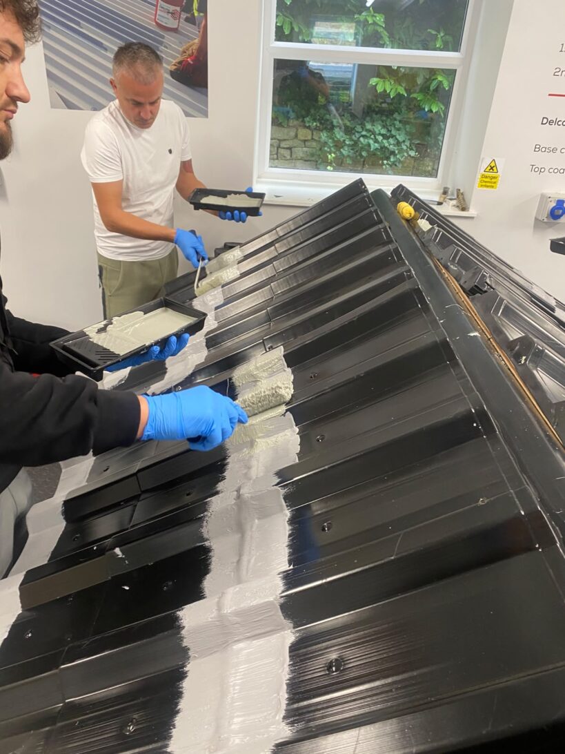 HD Sharman roof coating training, hand and spray application