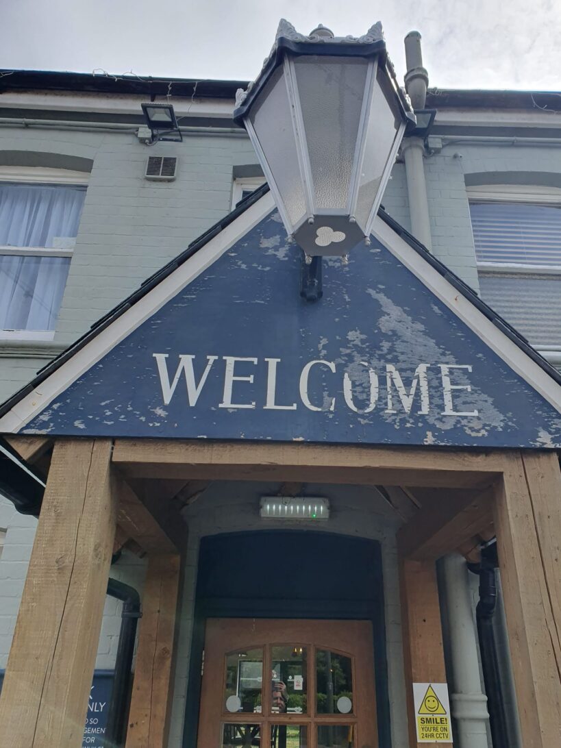 Pub entrance porch decorating